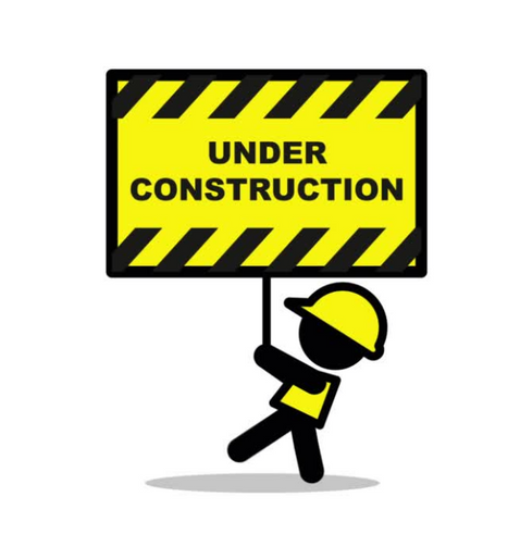 Construction worker holding sign saying 'under construction'